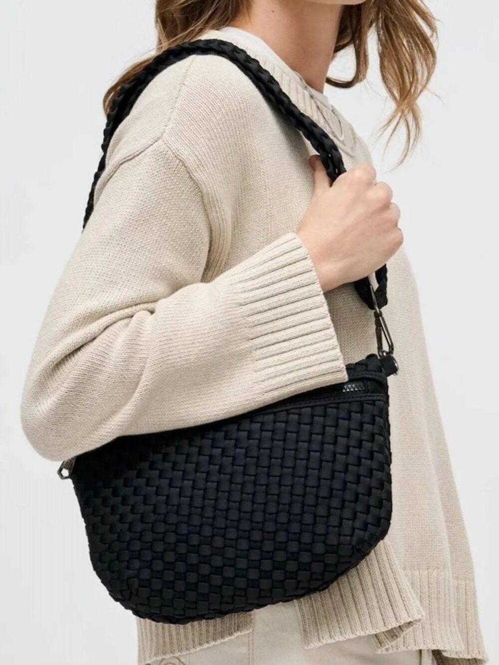 Sol And Selene Women's Ethereal Woven Crossbody Bag in Black - Picture 4 of 8